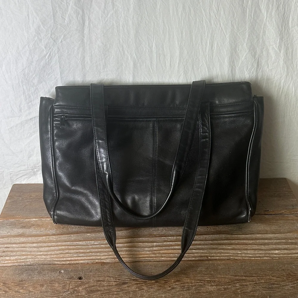 Tignanello Classic Black Leather Shoulder Bag